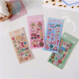 Hình dán Sticker hình chubby bear lấp lánh dễ thương phong cách Hàn Quốc