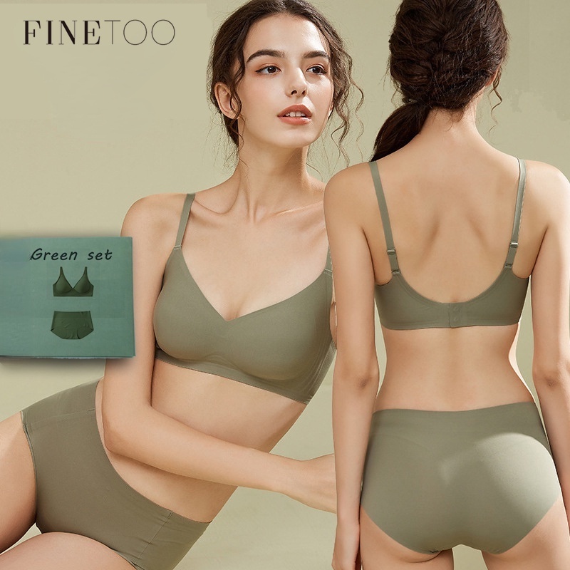 Áo ngực FINETOO dây áo ren có đệm mềm không gọng giấu đường may cho nữ