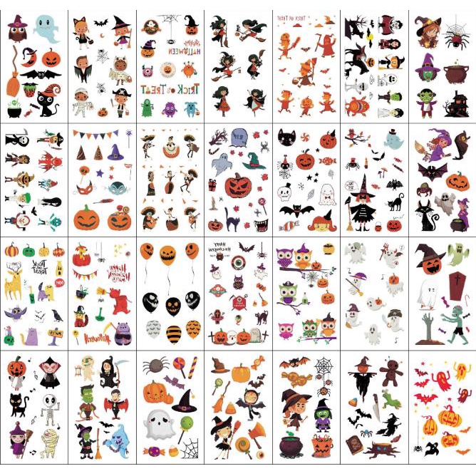 Halloween party hình xăm dán 28 tờ không thấm nước nam và nữ mô phỏng phim hoạt hình dễ thương hài hước lâu dài dán