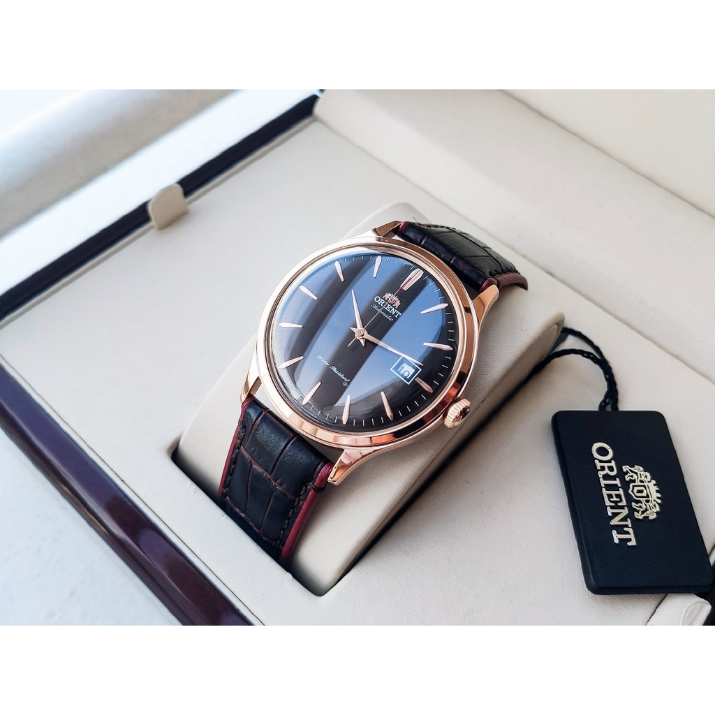 Đồng hồ nam dây da máy cơ cao cấp Orient Bambino V4 FAC08001T0 Mặt đen chống nước 3ATM Bảo hành 1 năm Hyma watch