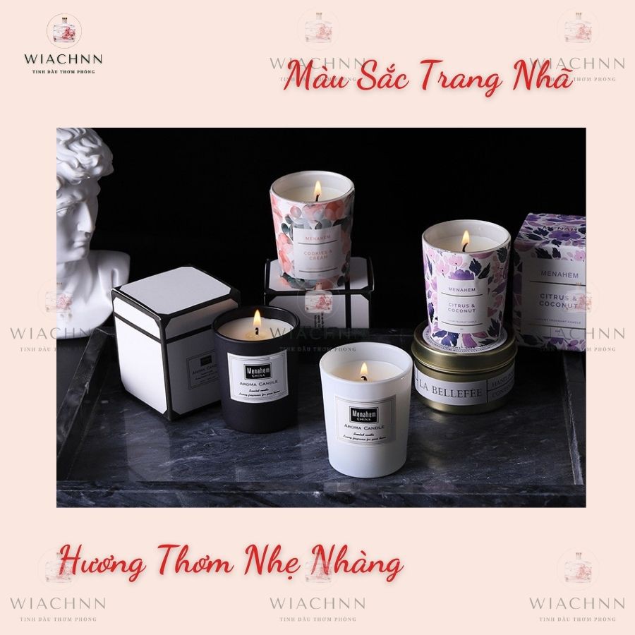 Nến Thơm Thư Giãn Không Khói Cao Cấp Aroma Menahem - Nến Thơm Sáp Đậu Nành