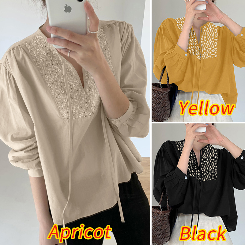 Áo Kiểu ZANZEA Tay Dài Thêu Hoa Cổ Chữ V Thường Ngày Cho Nữ