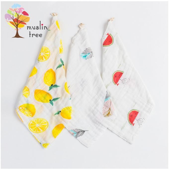 Set 3 khăn sữa sợi tre siêu mềm Muslin tree