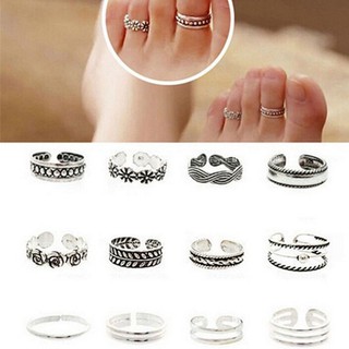 Set 12 Nhẫn Hở Ngón Chân Mạ Bạc Đơn Giản