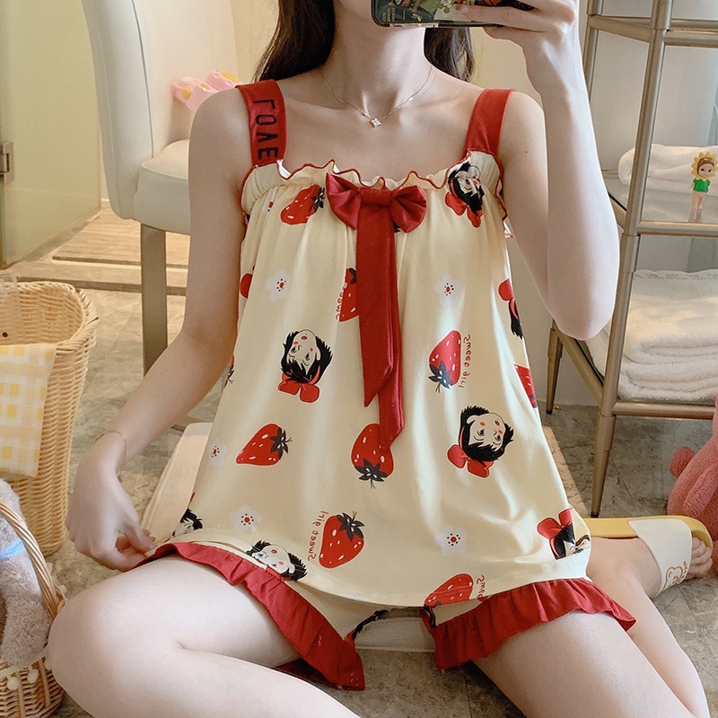 Đồ Ngủ Mặc Nhà 2 Dây Thun Sữa Đồ Bộ Nữ Pijama Mềm Mát Họa Tiết Dễ Thương Latozia BĐN10 | BigBuy360 - bigbuy360.vn