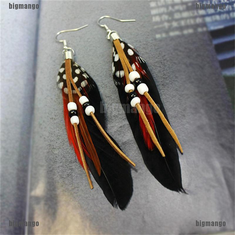 Bông tai lông vũ thời trang nhiều màu tùy chọn