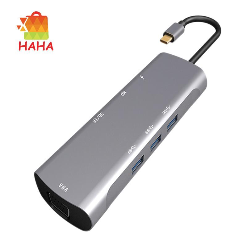 8 in 1 USB-C Hub Type-C to HDMI VGA USB 3.0 TF Card Reader