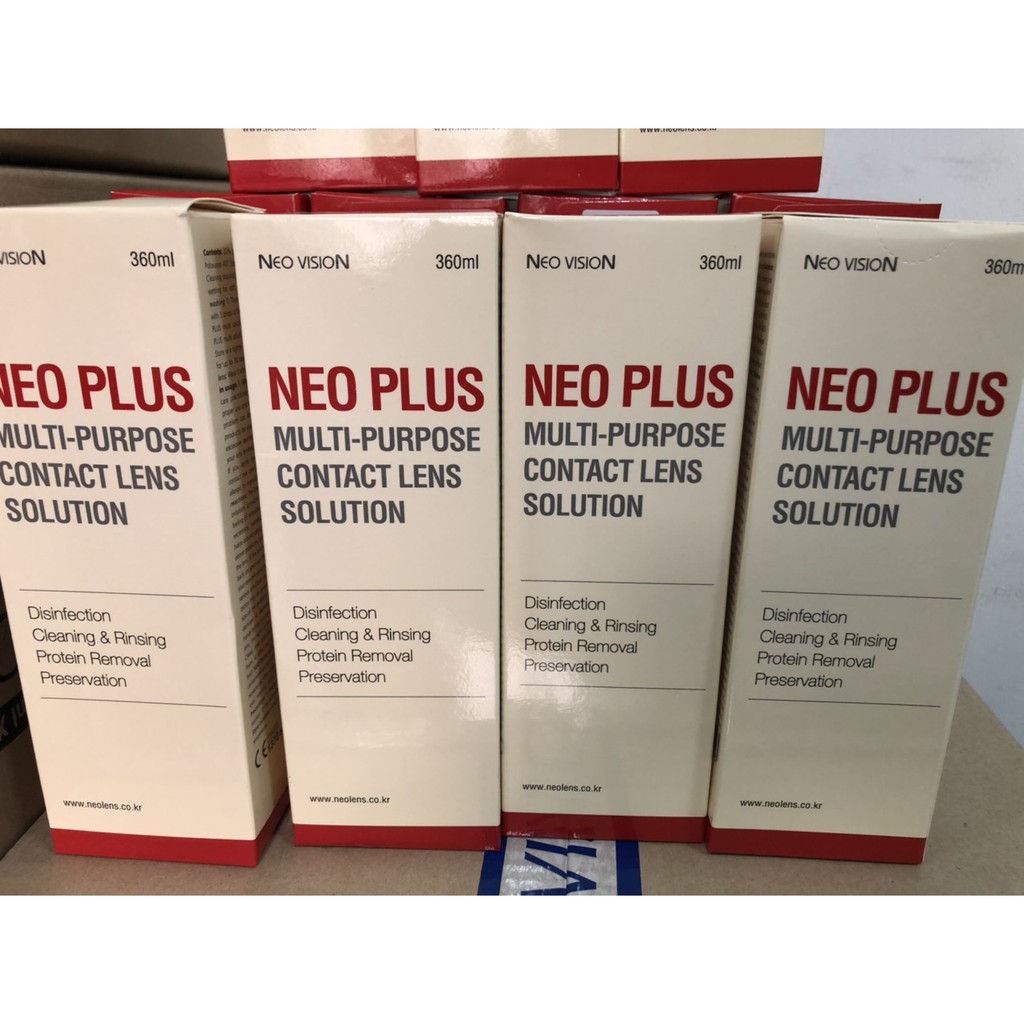 Nước ngâm lens Neo Plus 360ml, dung dịch ngâm rửa kính áp tròng Hàn Quốc Neo Plus date 5/2024 - tặng khay.