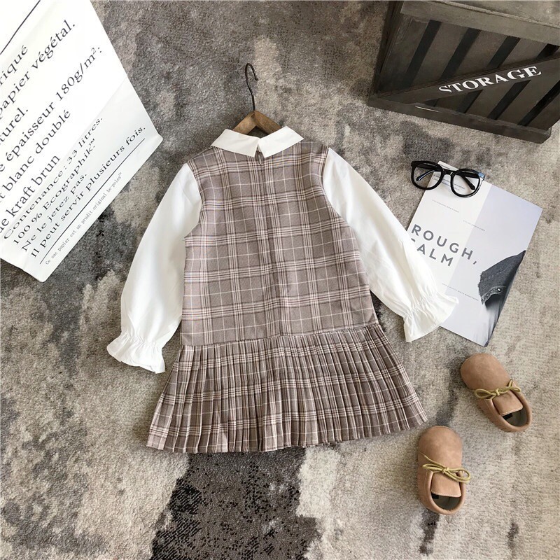 Váy đầm kẻ caro cho bé gái