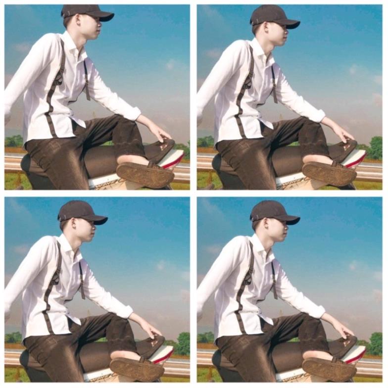 Áo Sơ Mi Sọc Phối Khuy Trắng Tay Dài Nam Nữ