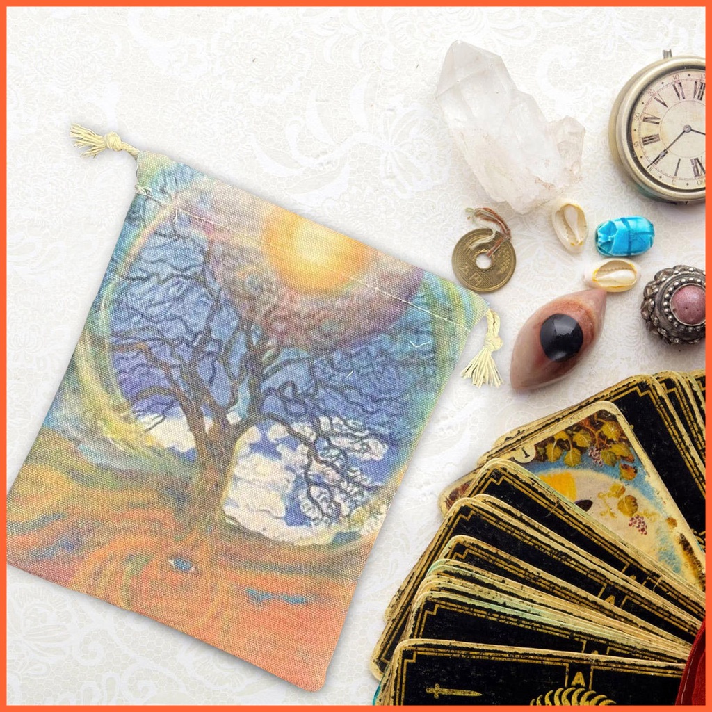 Túi Đựng Bài Tarot 5.12x7.09in Bằng Vải Nhung In Họa Tiết Cây
