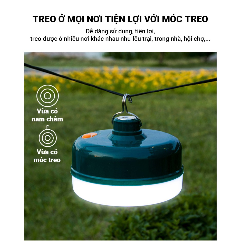 Bóng đèn LED sạc tích điện C12 đầu hút nam châm lực hút mạnh, chống nước, có móc treo tiện lợi, 3 chế độ sáng tùy chỉnh