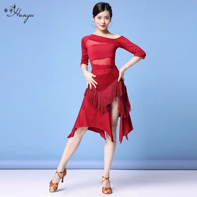 Đầm khiêu vũ latin , đầm ôm lệch vai