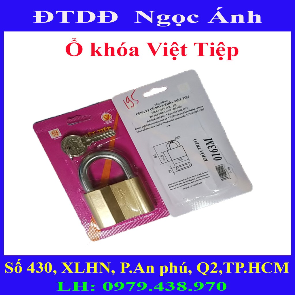 Ổ khóa Việt Tiệp 4cm, 5cm, 6cm, 7cm (Khóa treo  đồng) Hàng Việt Nam chất lượng cao