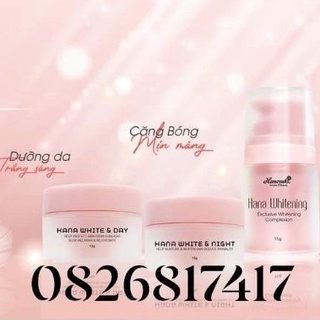 [ BỘ MINI ] 3 SẢN PHẨM DƯỠNG DA TRẮNG SÁNG HANAYUKI ( HANA WHITENING + HANA WHITE NIGHT + HANA WHITE DAY) - MINI 15gam