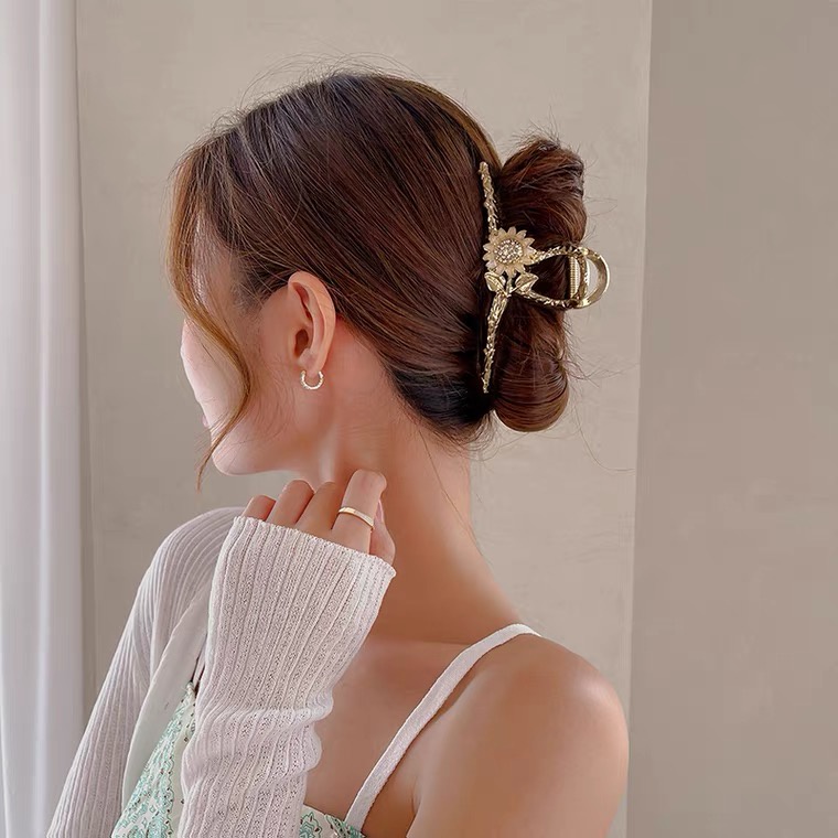 Kẹp Tóc Hình Hoa Hướng Dương Bằng Hợp Kim Cỡ Lớn Phong Cách Hàn Quốc Thời Trang Mùa Hè Cho Nữ