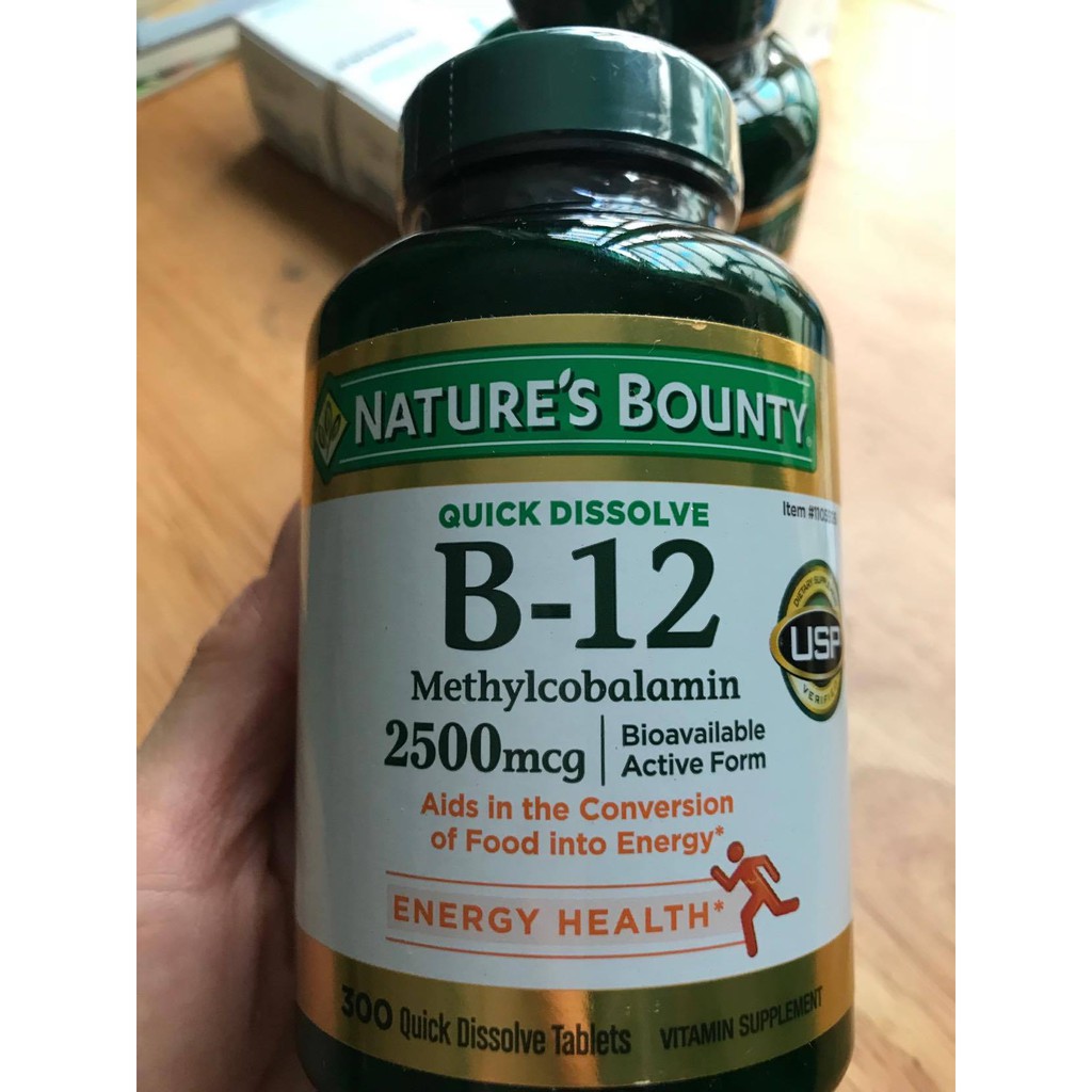 Viên bổ sung Vitamin B12 Nature's Bounty B12 2500mcg 300 viên.