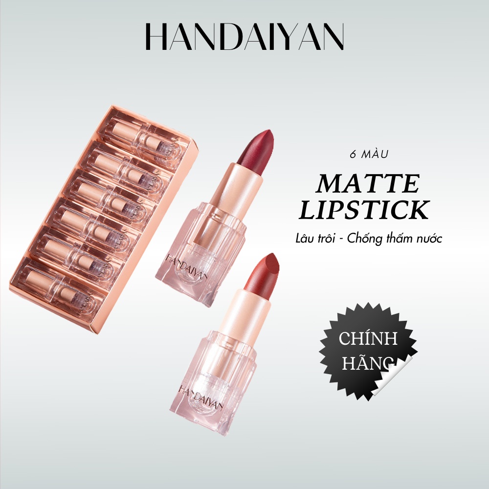 Set 6 Thỏi Son Lì HANDAIYAN Crystal Square Tube Lipstick Small Ice Cube Matte Matte Lipstick Trang Điểm Chuyên Nghiệp C7