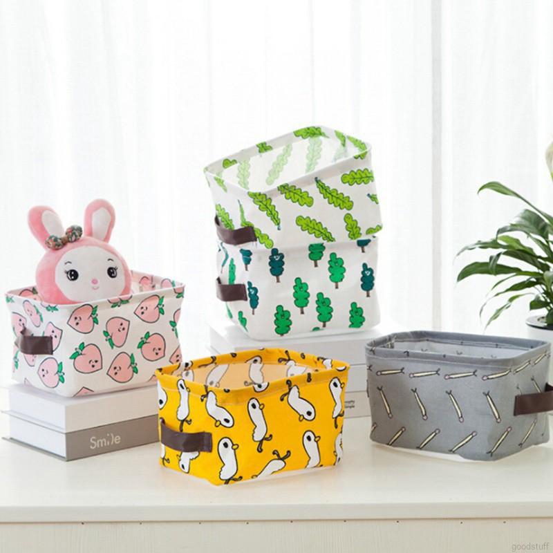 Sundries Organizer Cartoon Cosmetic Case Toy Barrel Box Cloth Storage Basket