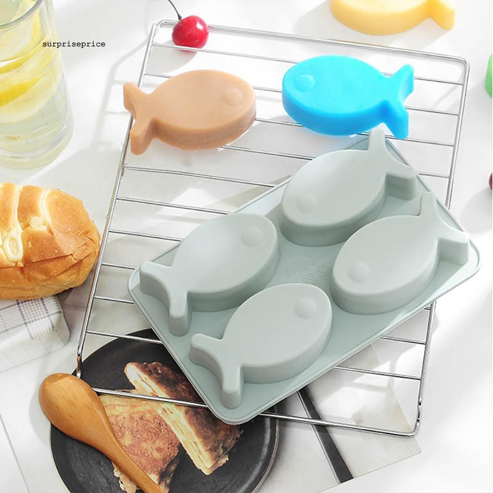 Khuôn silicone làm bánh 4 ô hình cá đáng yêu tiện dụng
