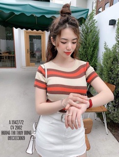 Áo len kẻ mongtoghi tay lỡ