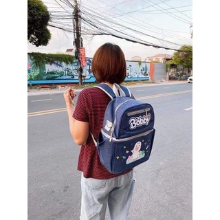 Balo bỉm sữa Bobby 2 tầng màu xanh..