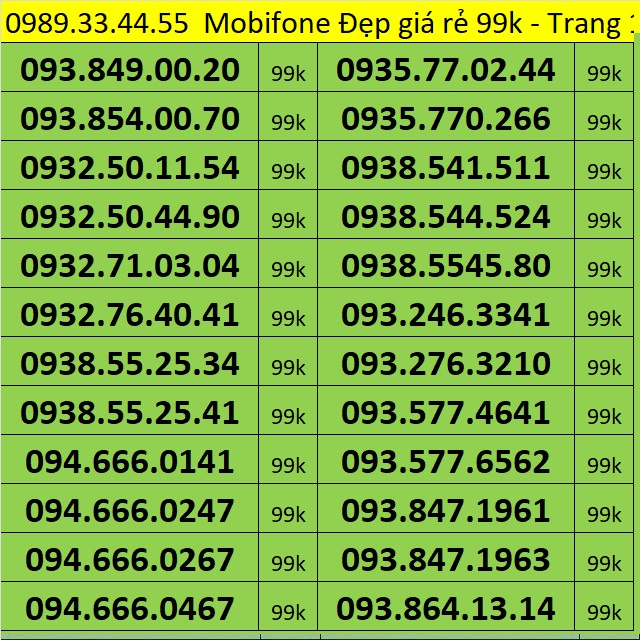 Sim Mobifone giá rẻ 99k