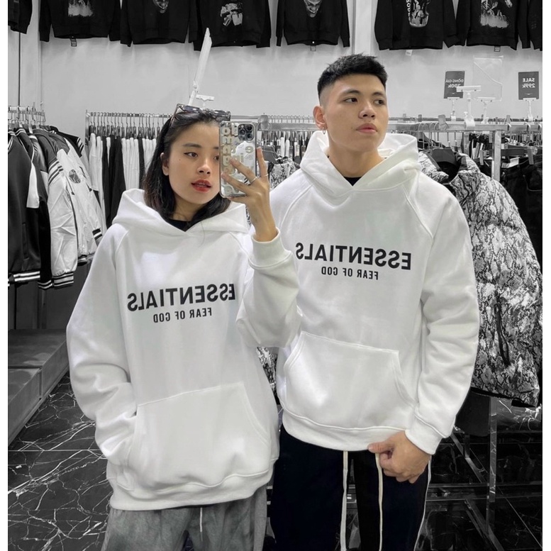 Áo Hoodie Nỉ Bông Tay Dài Unisex ESSENTIALS