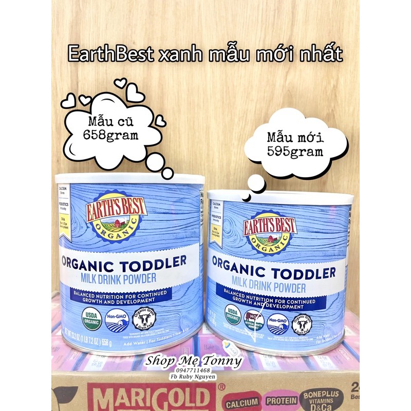 Sữa Earth’s Best Toddler Organic mẫu mơi nhất 598g ( Date T12/2023)