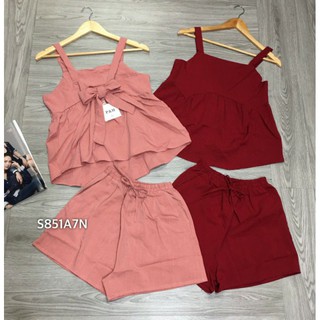 SET ÁO 2 DÂY ĐŨI CỘT NƠ LƯNG QUẦN SHORT