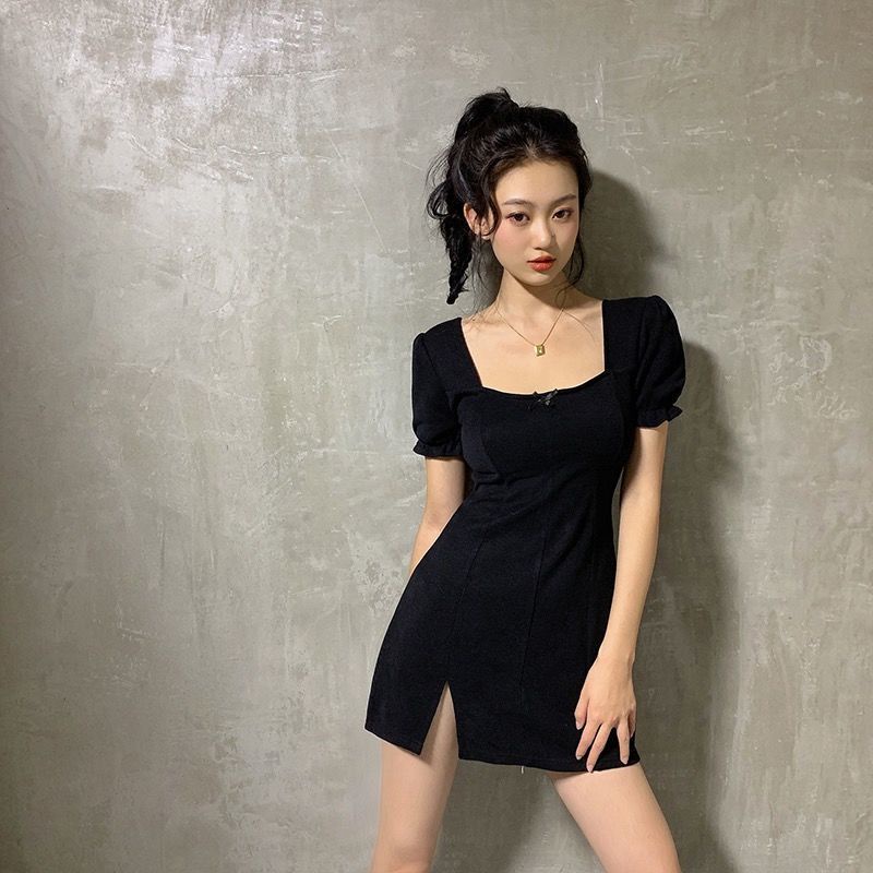 Đầm Tay Phồng Cổ Vuông Phong Cách Pháp Thời Trang Mùa Hè Mới