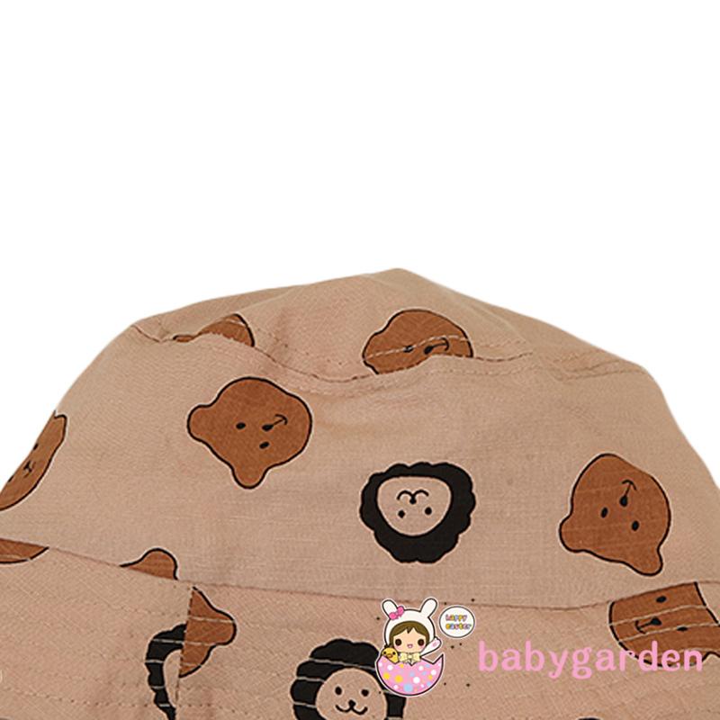 Mũ rộng vành chống nắng in hình gấu hoạt hình có thể gấp gọn thời trang mùa hè cho bé