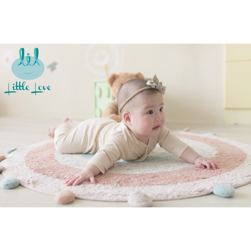 Bộ quần áo dài tay cài lệch vải tăm túi ngực cho trẻ 0-6m little love