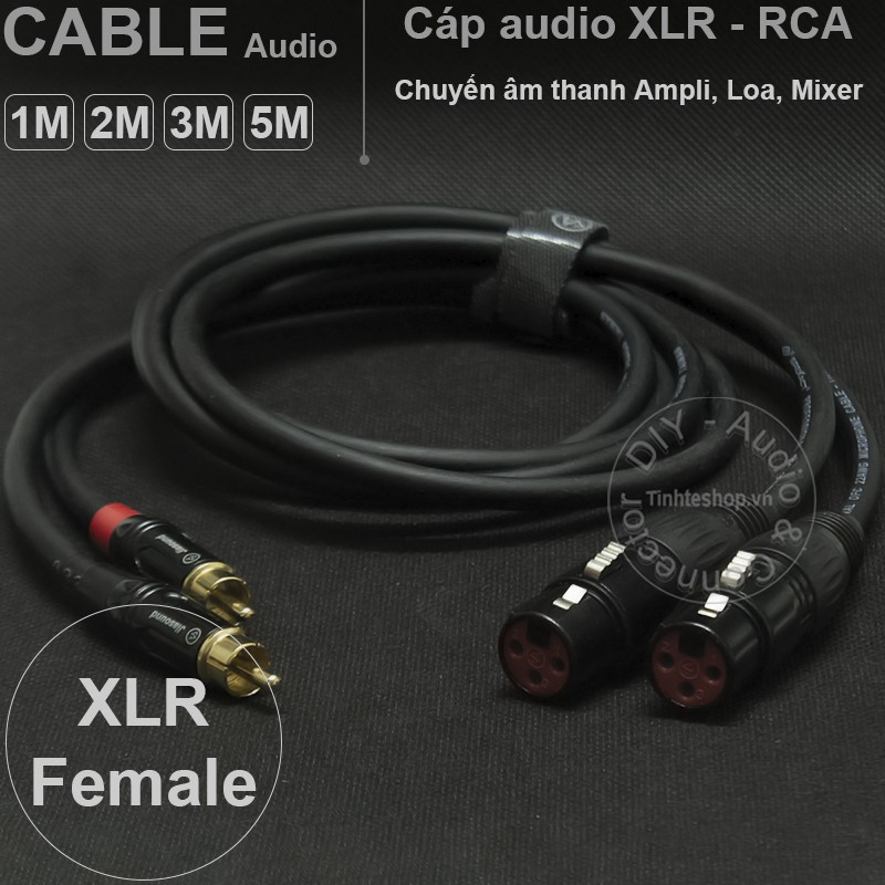 1 cặp - Cáp âm thanh audio AV RCA cổng bông sen ra XLR cannon cái balance female DIY 1M 2M 3M 5M