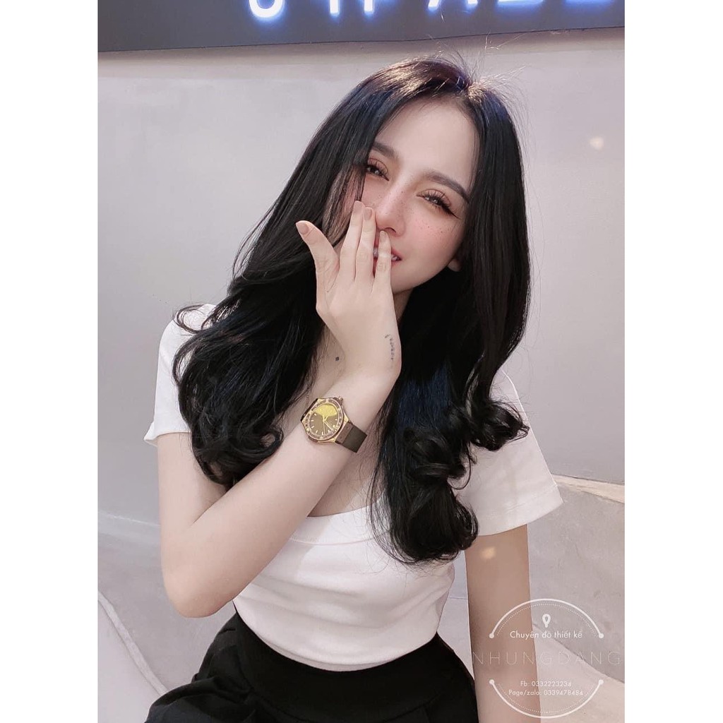 Áo thun body cổ vuông ngắn tay - áo phông trơn nữ dáng ôm chất thun cotton co giãn 4 chiều