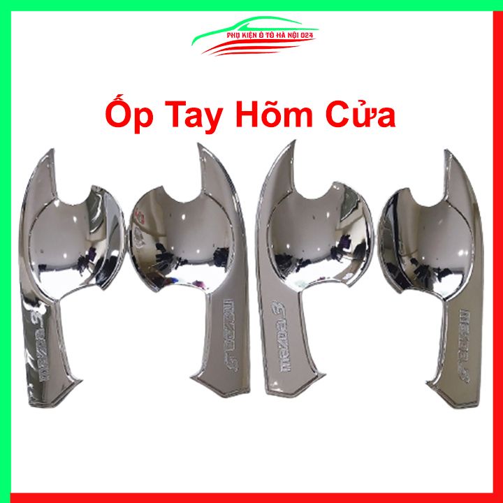 Bộ ốp hõm tay nắm cửa cho xe Mazda 3 2015-2019 mạ crom chống trầy bảo vệ cửa xe ô tô