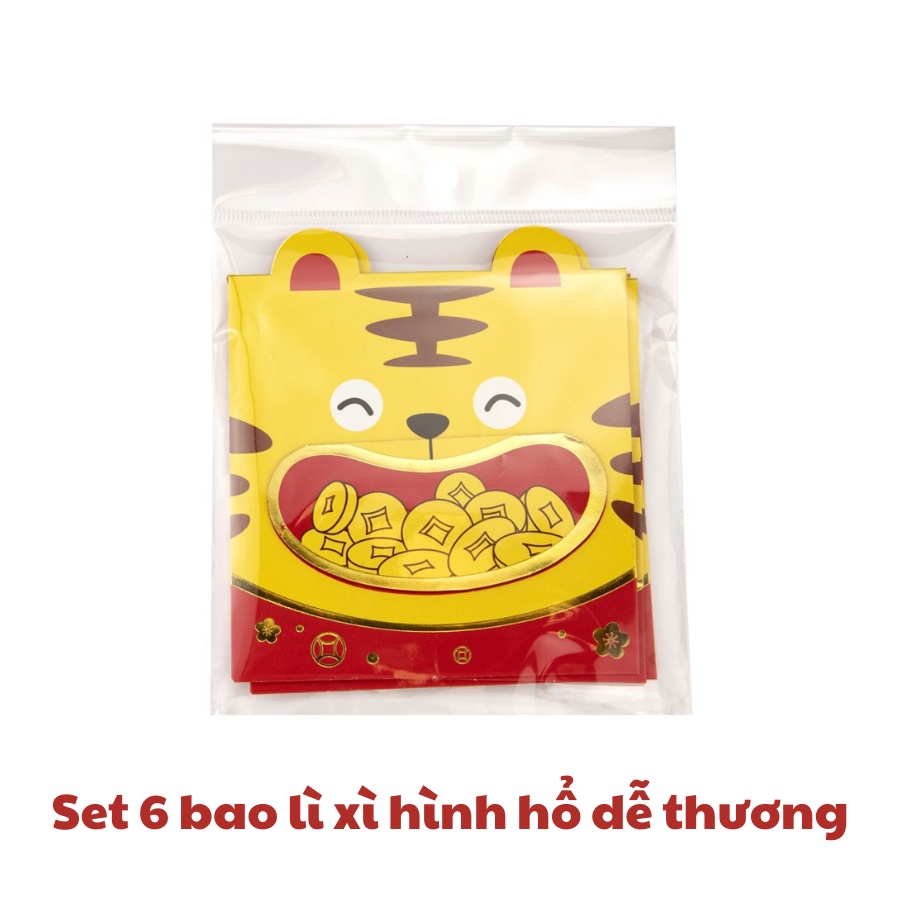Lì Xì Đỏ Hình Con Hổ 2 Size Cỡ Lớn Nhỏ Hình Hổ Tết 2022 May Mắn Bé Bebe