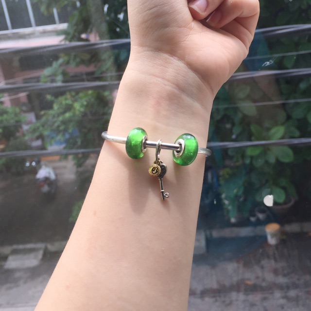 1 Hạt charm glass bạc màu Tinker bell bạc S925