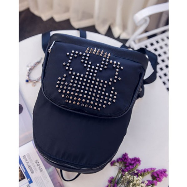 Balo đầu lâu gắn đinh tán nữ đi chơi đi làm vải dù cá tính