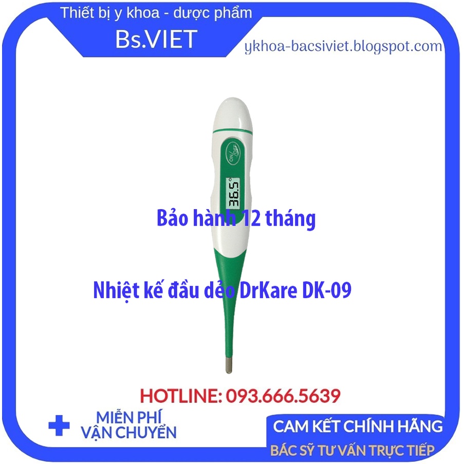 Nhiệt kế điện tử đầu dẻo Dr Kare DK-09 đo nhiệt độ nhanh chóng, chính xác độ tin cậy cao chỉ sau 10 giây