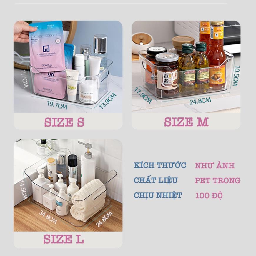 Khay Trong Suốt Đựng Đồ, Khay Đựng Mĩ Phẩm, Mặt Nạ, Để Bàn Đa Năng Có Tay Cầm Q051