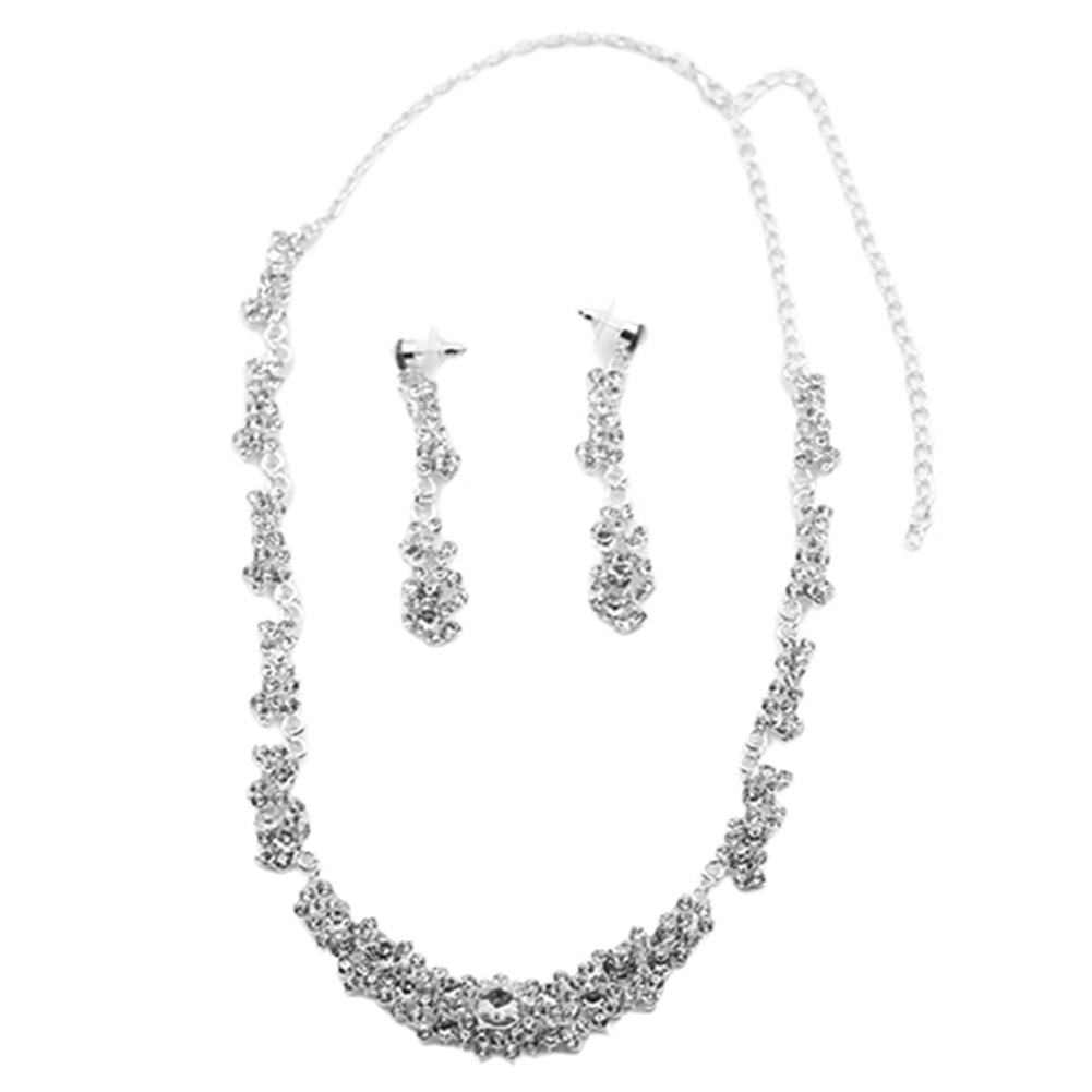 Bộ dây chuyền + đôi khuyên tai đính đá độc đáo thời trang cho nữ