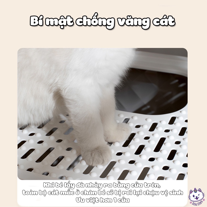 Nhà vệ sinh cho mèo CHỐNG VĂNG CÁT 2 cửa tiện lợi có lưới lọc cát rơi