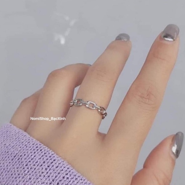 Nhẫn xích bạc ta, thời trang phong cách độc đáo cuốn hút  Mainomi Shop Bạc Xinh