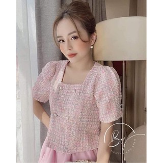 Áo dạ tweet dáng ngắn cộc tay kẻ ziczac siêu hotttt