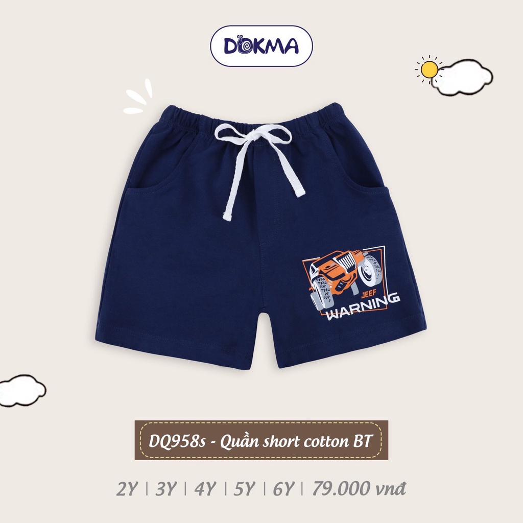 Quần short đùi cotton cho bé trai dokma mùa hè size đại sale size 2-6Y DQ958S