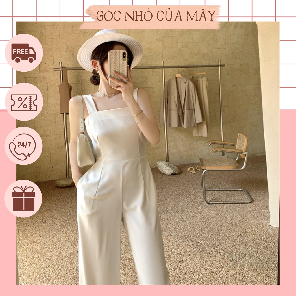 Set jumpsuit 2 dây suông hở lưng và áo vest ngắn phong cách trẻ trung - GNCM
