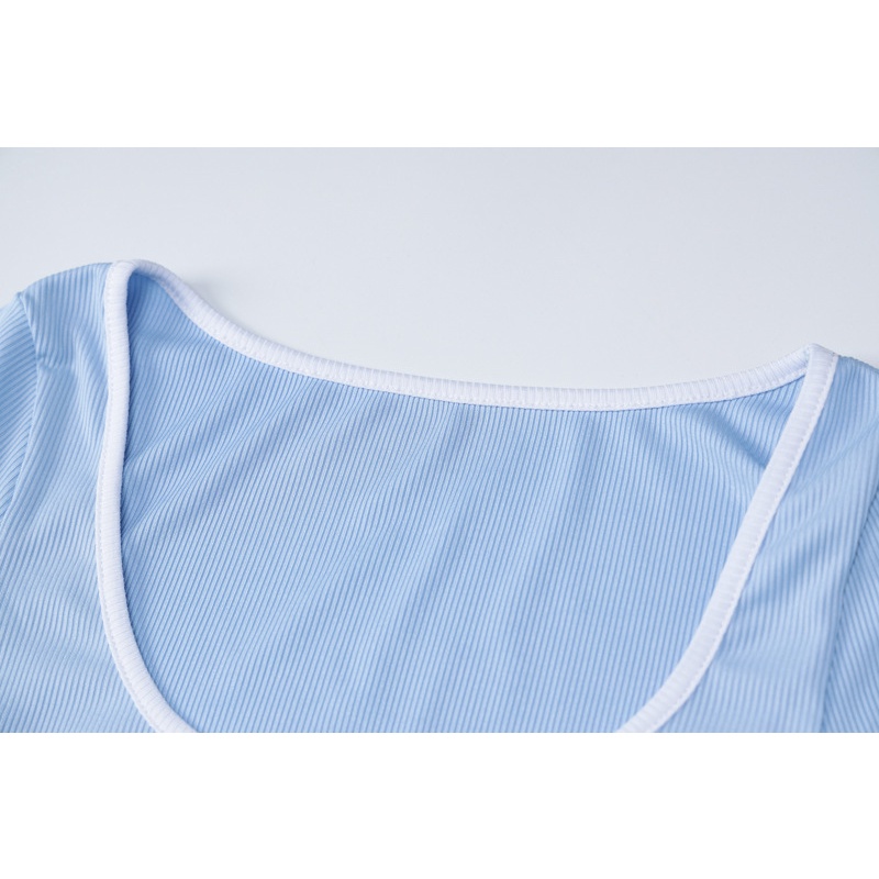 DUNEA Đầm Tay Ngắn Cổ Chữ U Xẻ Tà Quyến Rũ Hợp Thời Trang Cho Nữ