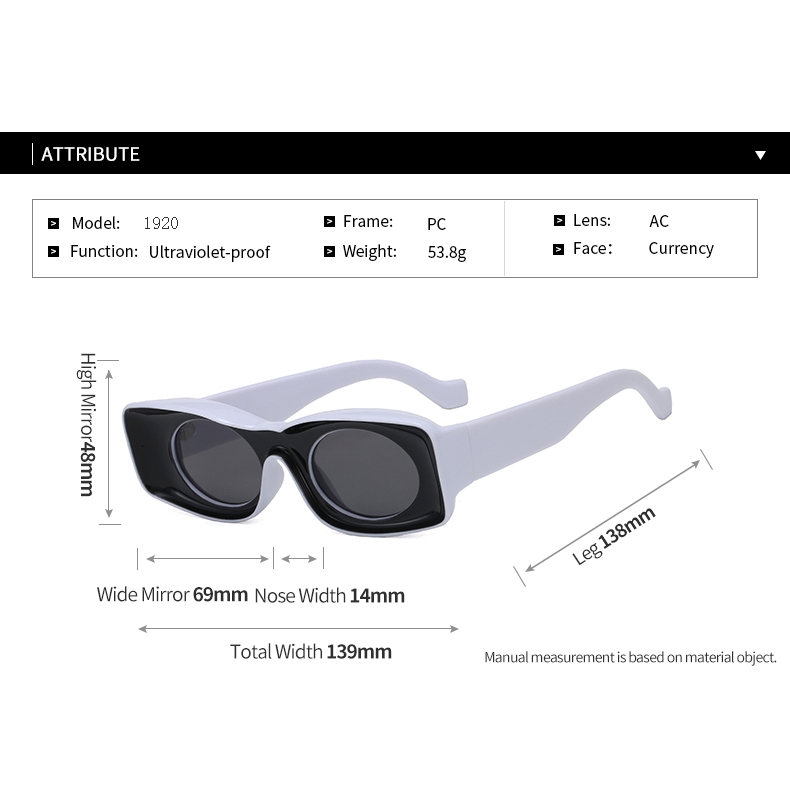Street Fashion Cool Candy Color Men's Rectangle Big Frame Sunshade Party Hip Hop Sunglasses