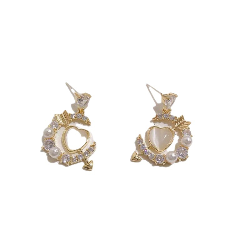 Khuyên Tai Opal Hình Trái Tim Phong Cách Pháp Thanh Lịch Kiểu Mới 2022